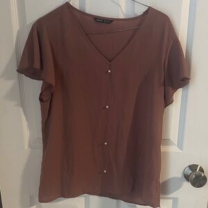 SHEIN lilac colored V-Neck Blouse with Pearl Buttons